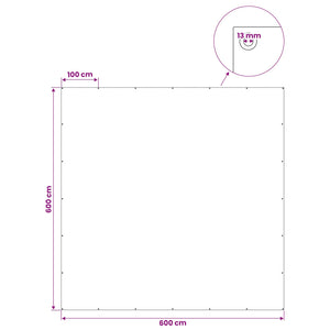 Τεντόπανα με Θηλιές Ανθρακί Γκρι 6 x 6 μ 180 γρ PE - Pakobazaar