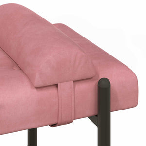 Παγκάκι με κουμπιά και μαξιλάρια Ροζ 110 x 40 x 46 cm Βελούδο - Pakobazaar