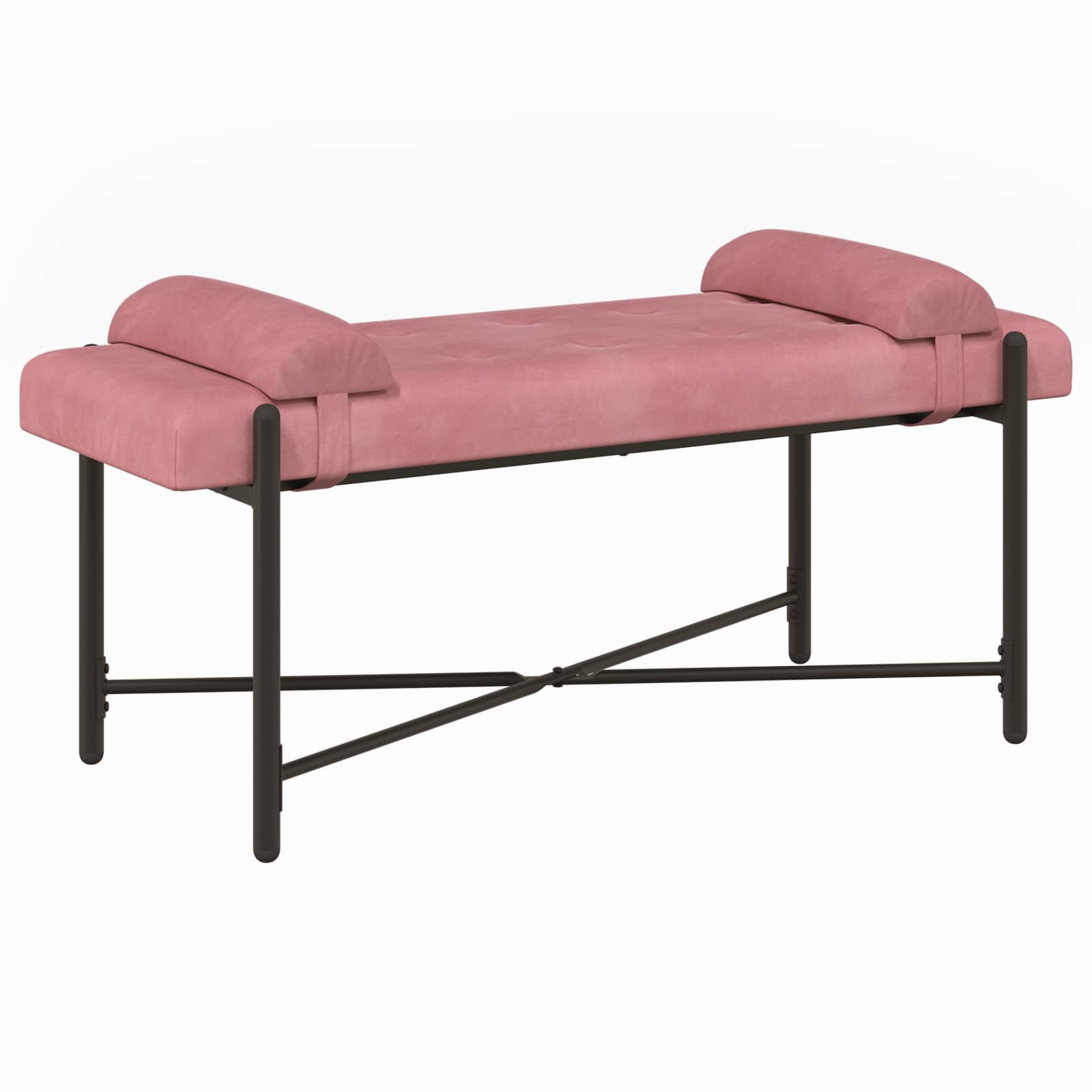 Παγκάκι με κουμπιά και μαξιλάρια Ροζ 110 x 40 x 46 cm Βελούδο