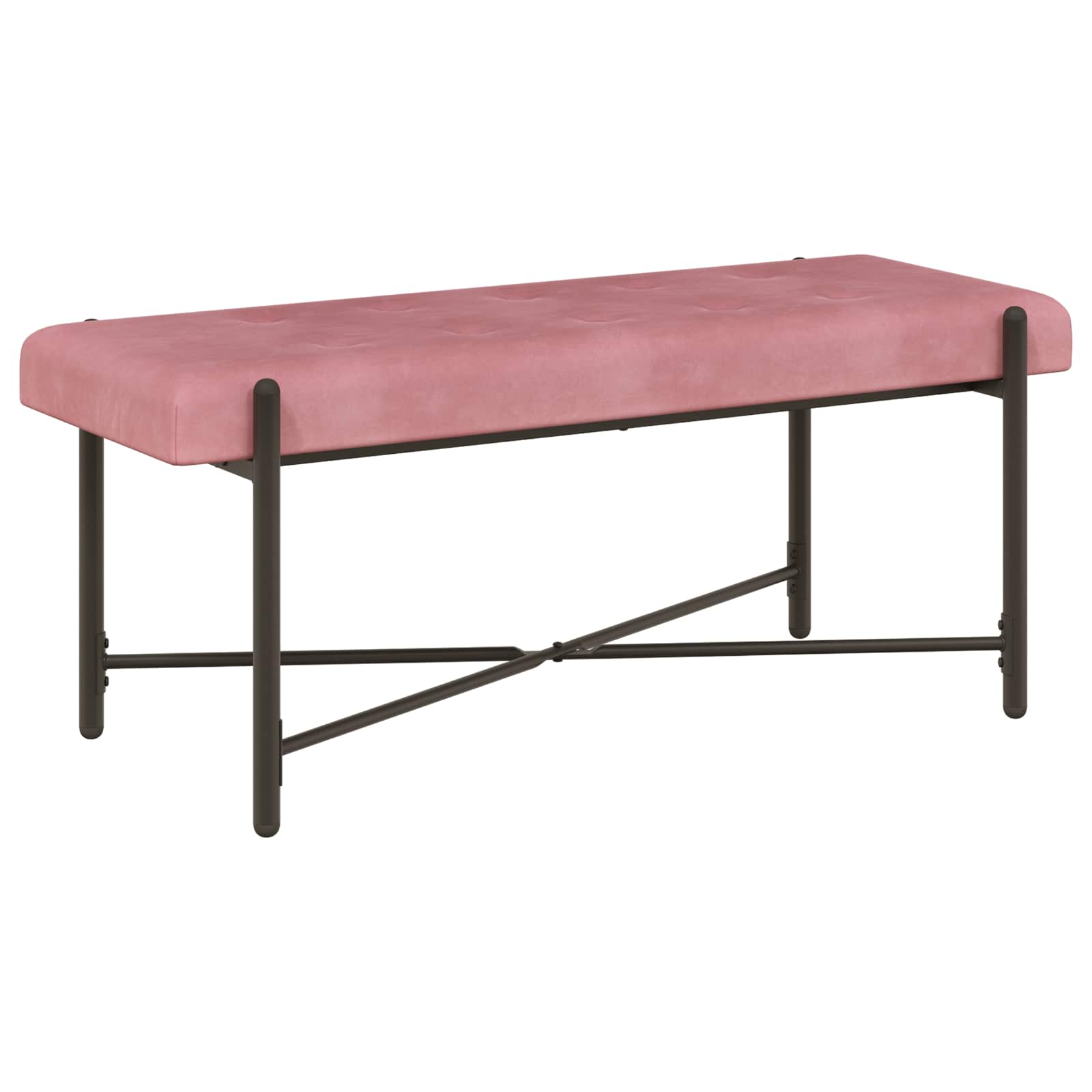 Παγκάκι με κουμπιά και μαξιλάρια Ροζ 110 x 40 x 46 cm Βελούδο