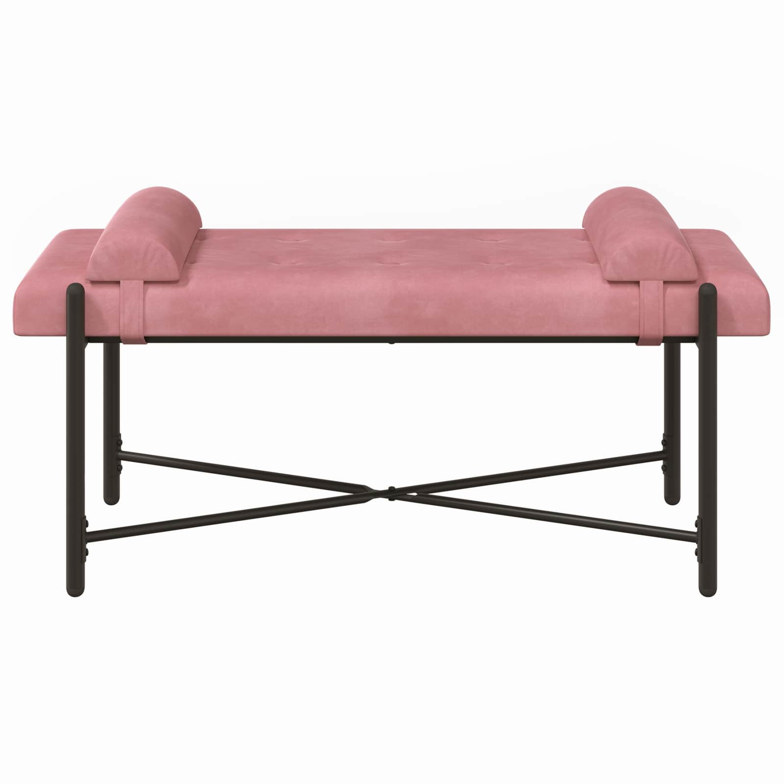 Παγκάκι με κουμπιά και μαξιλάρια Ροζ 110 x 40 x 46 cm Βελούδο