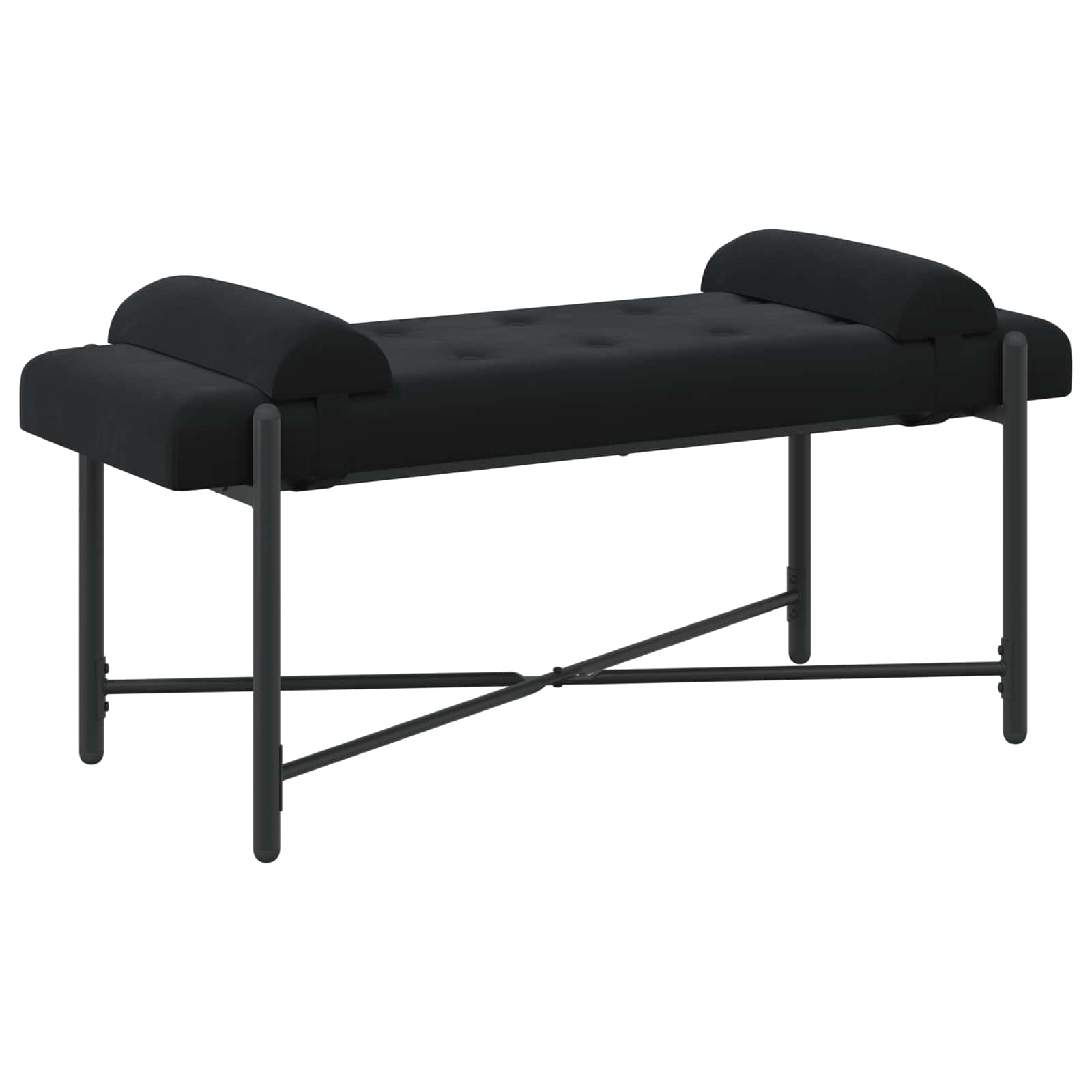 Παγκάκι με κουμπιά και μαξιλάρια Μαύρο 110 x 40 x 46 cm Βελούδο