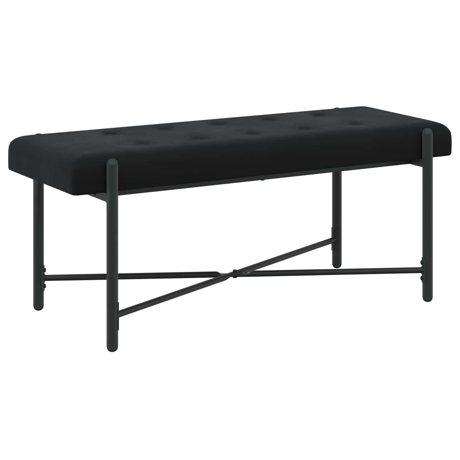 Παγκάκι με κουμπιά και μαξιλάρια Μαύρο 110 x 40 x 46 cm Βελούδο