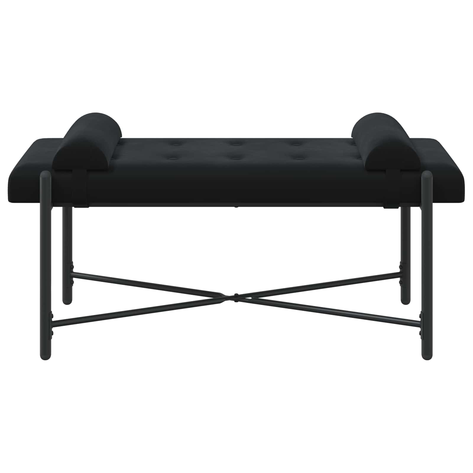 Παγκάκι με κουμπιά και μαξιλάρια Μαύρο 110 x 40 x 46 cm Βελούδο