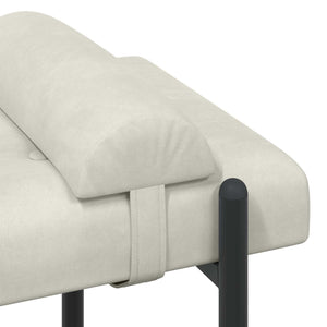 Παγκάκι με κουμπιά και μαξιλάρια Κρεμ 110 x 40 x 46 cm Βελούδο - Pakobazaar