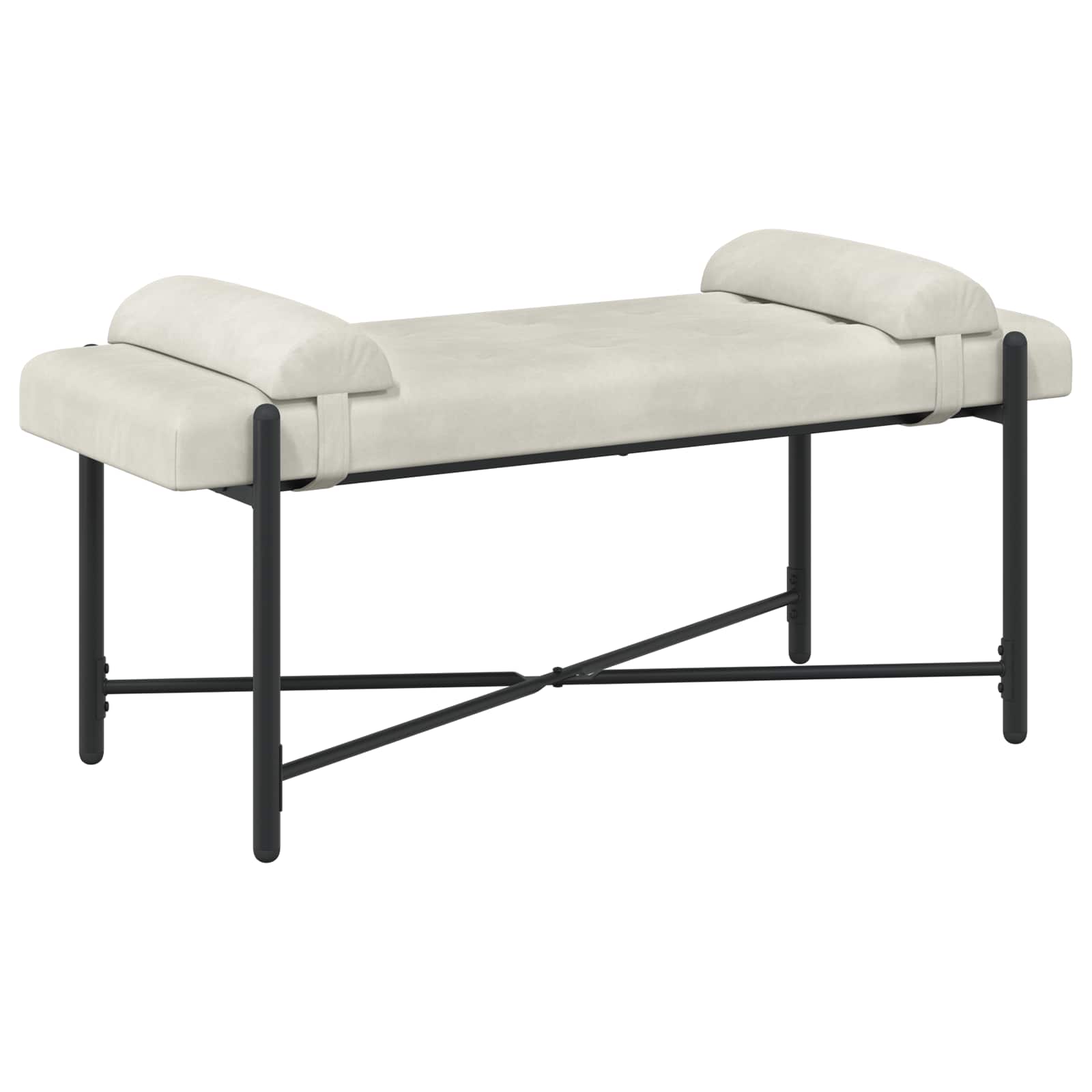 Παγκάκι με κουμπιά και μαξιλάρια Κρεμ 110 x 40 x 46 cm Βελούδο
