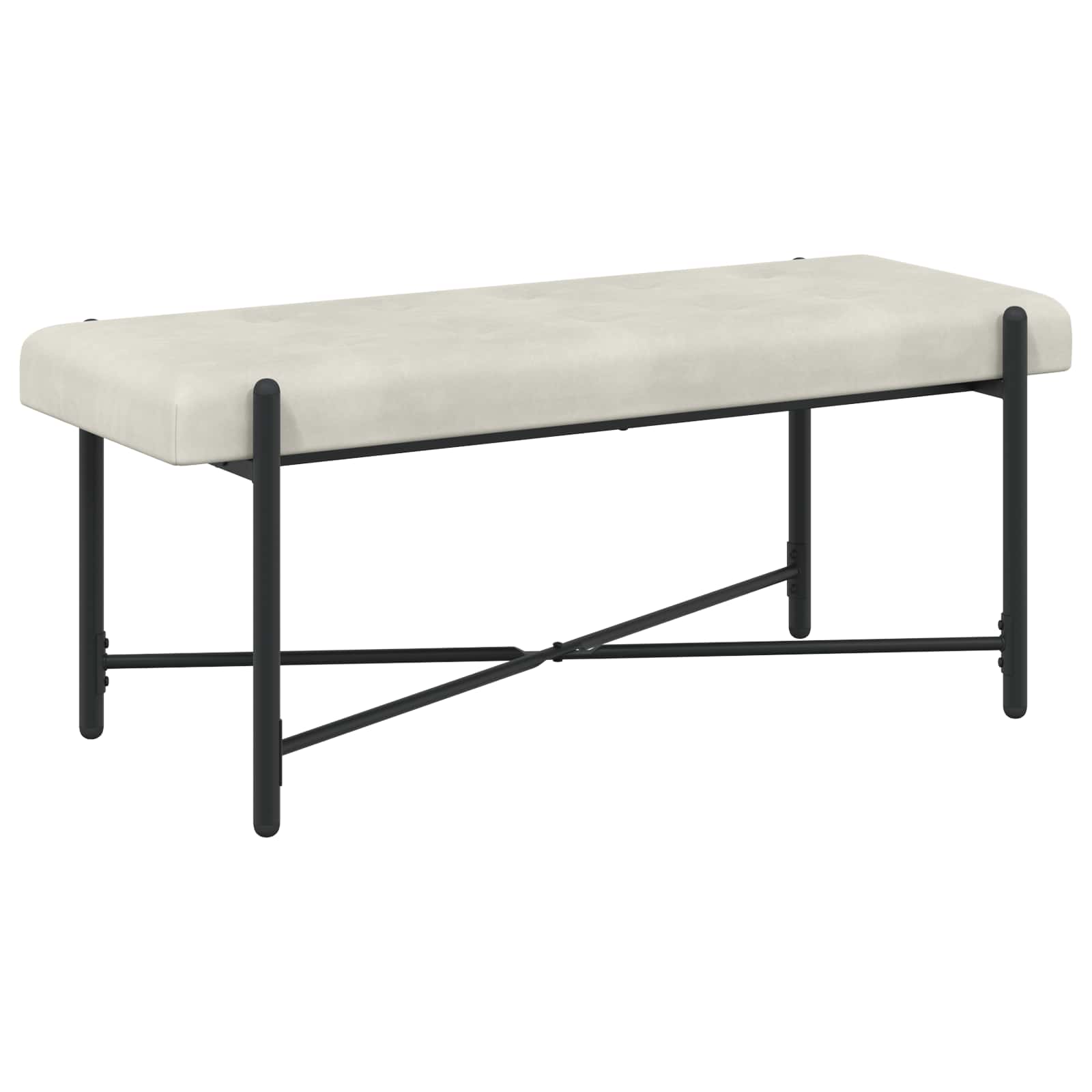 Παγκάκι με κουμπιά και μαξιλάρια Κρεμ 110 x 40 x 46 cm Βελούδο