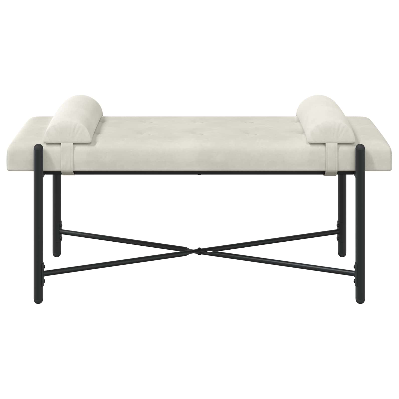 Παγκάκι με κουμπιά και μαξιλάρια Κρεμ 110 x 40 x 46 cm Βελούδο