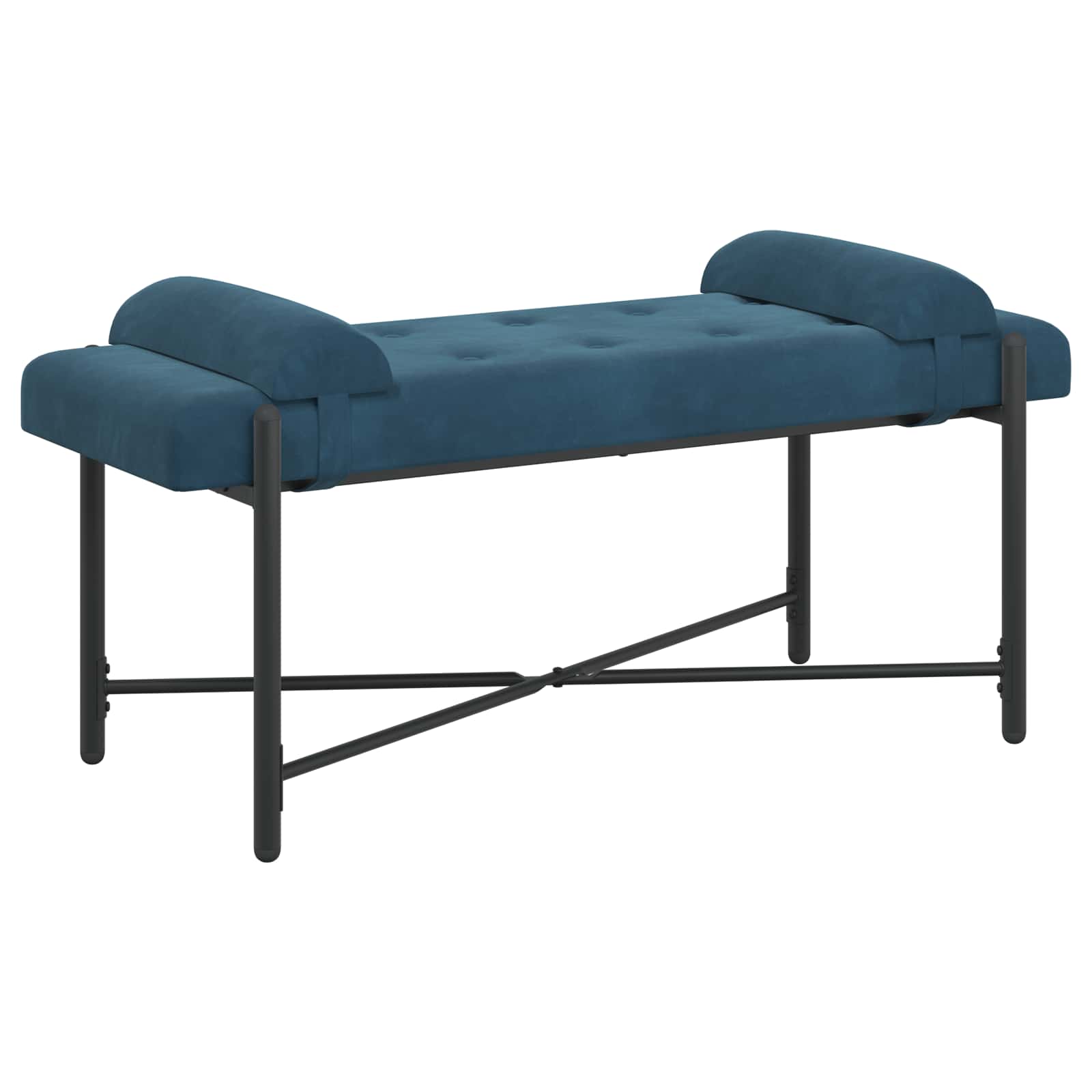 Παγκάκι με κουμπιά και μαξιλάρια Μπλε 110 x 40 x 46 cm Βελούδο