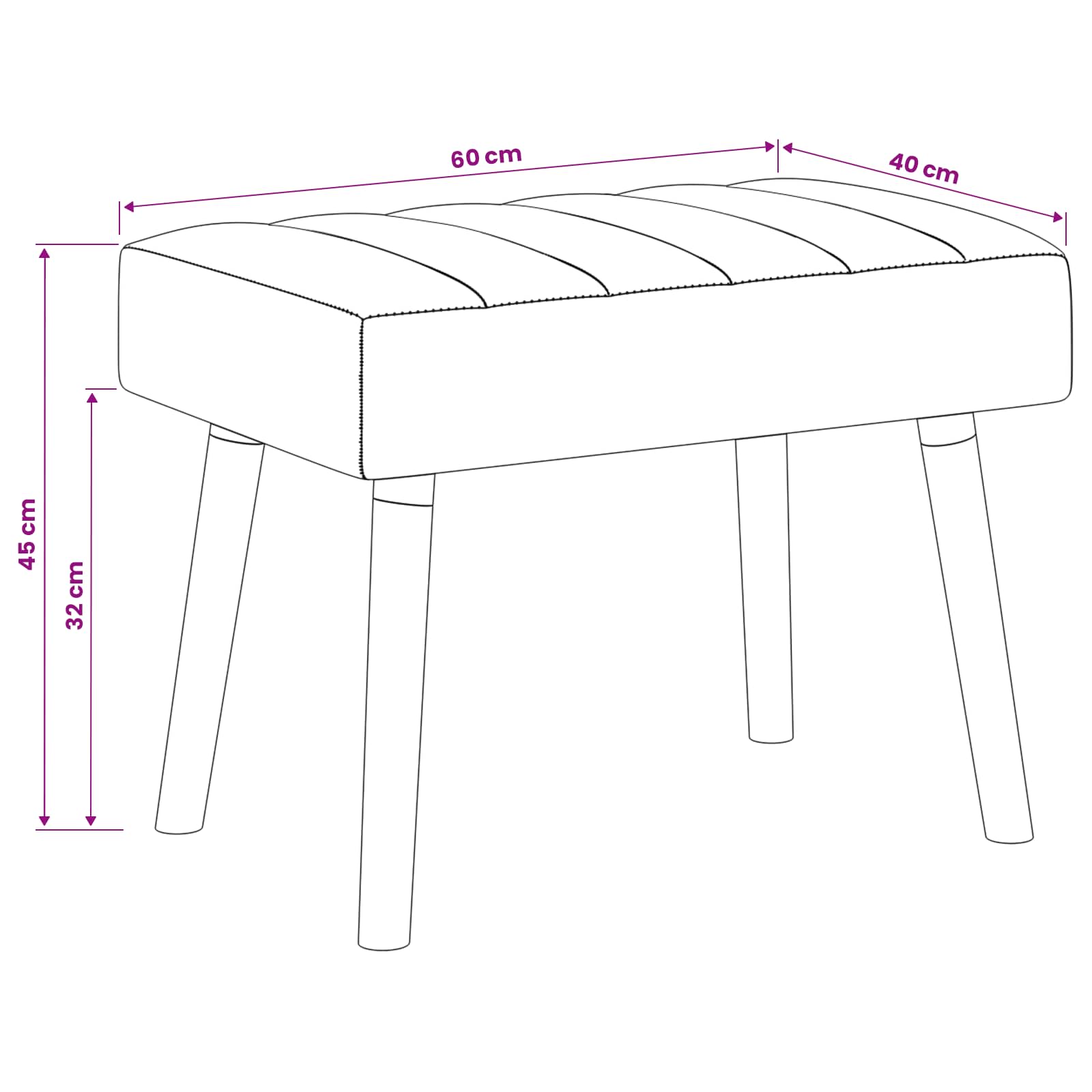 Πάγκος με Καναλεύματα Μπλε 60 x 40 x 45 εκ. Ύφασμα
