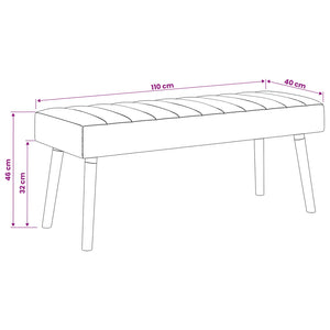 Πάγκος με Καναλεύματα Σκούρο Γκρι 110 x 40 x 46 cm Ύφασμα - Pakobazaar