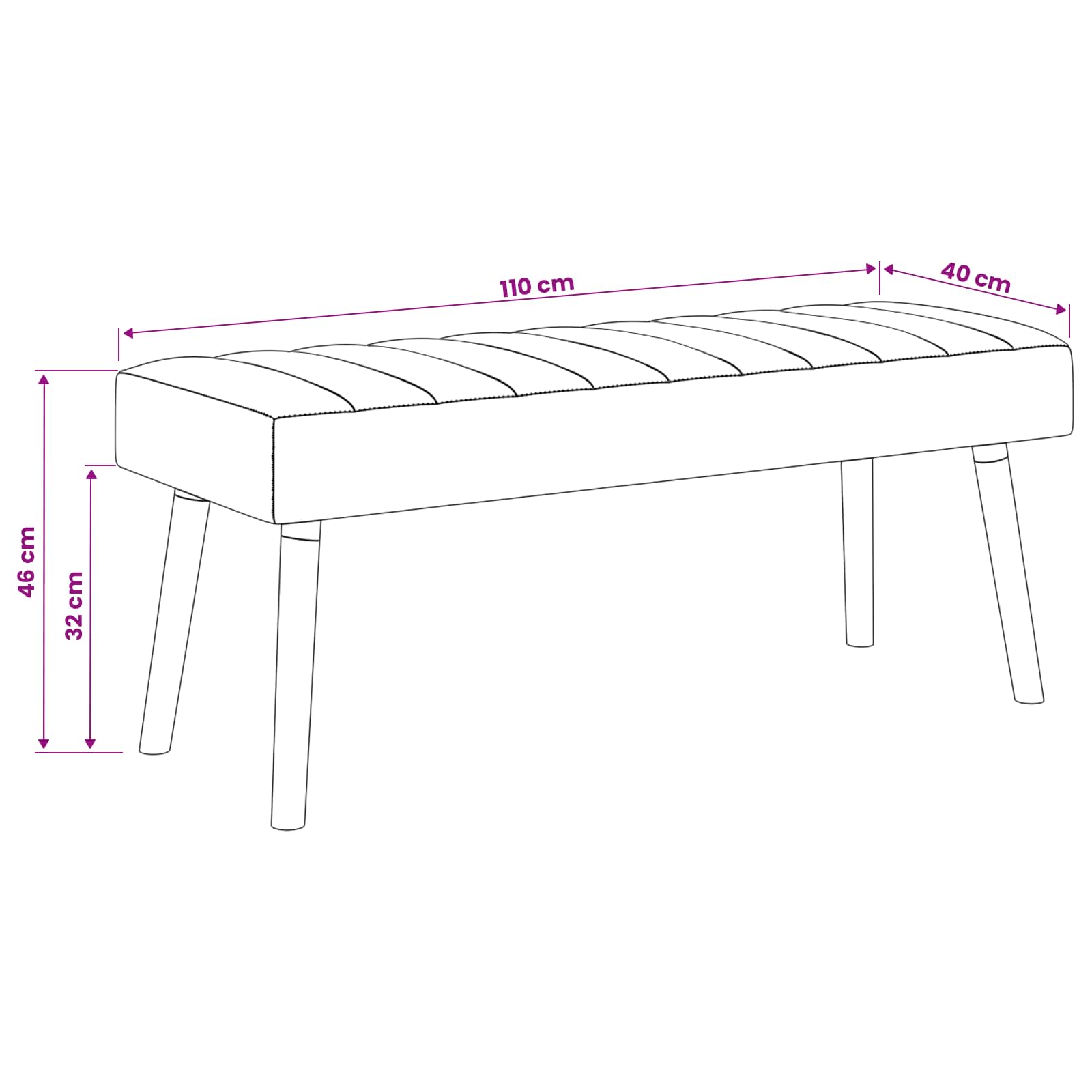 Πάγκος με Καναλεύματα Σκούρο Καφέ 110 x 40 x 46 cm Ύφασμα