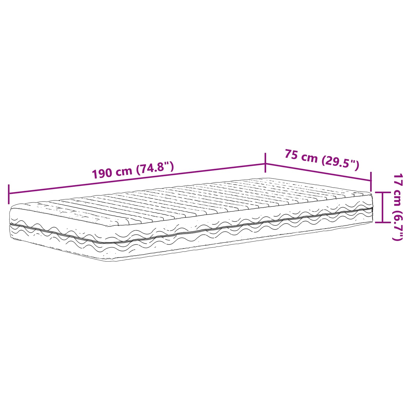 Στρώμα Αφρού H2 και H3 75 x 190 cm Λευκό
