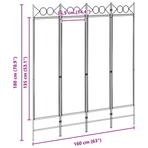 4-Πίνακας Διαχωριστικός Μπεζ 160 x 180 cm Ύφασμα - Pakobazaar