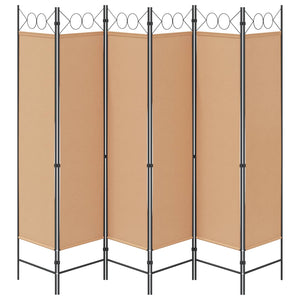 Διαχωριστικό Δωματίου 6-Πάνελ Μπεζ 240 x 180 cm Ύφασμα - Pakobazaar