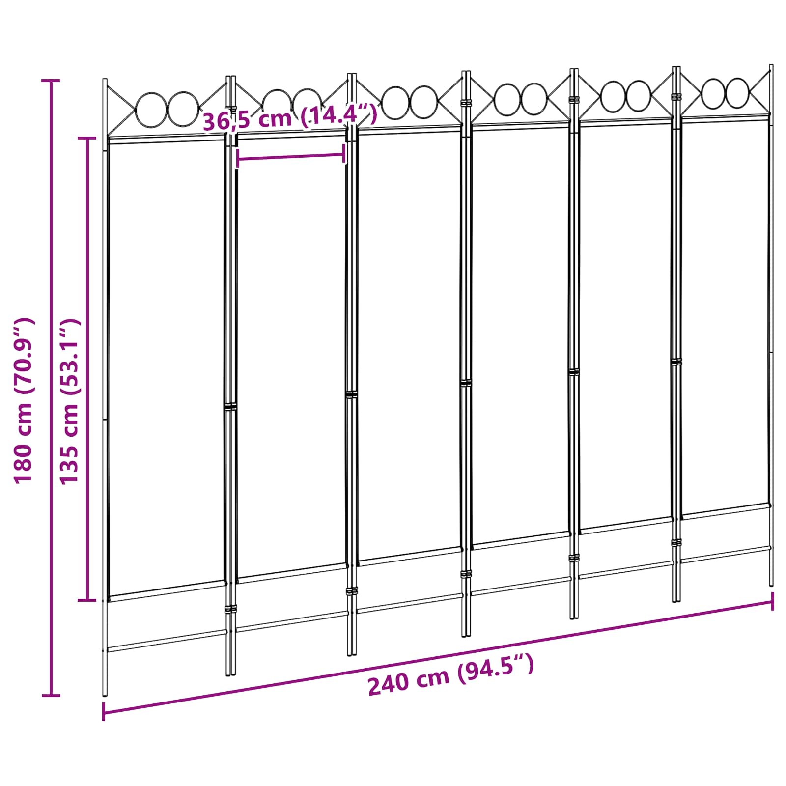 Διαχωριστικό Δωματίου 6-Πάνελ Μπεζ 240 x 180 cm Ύφασμα - Pakobazaar