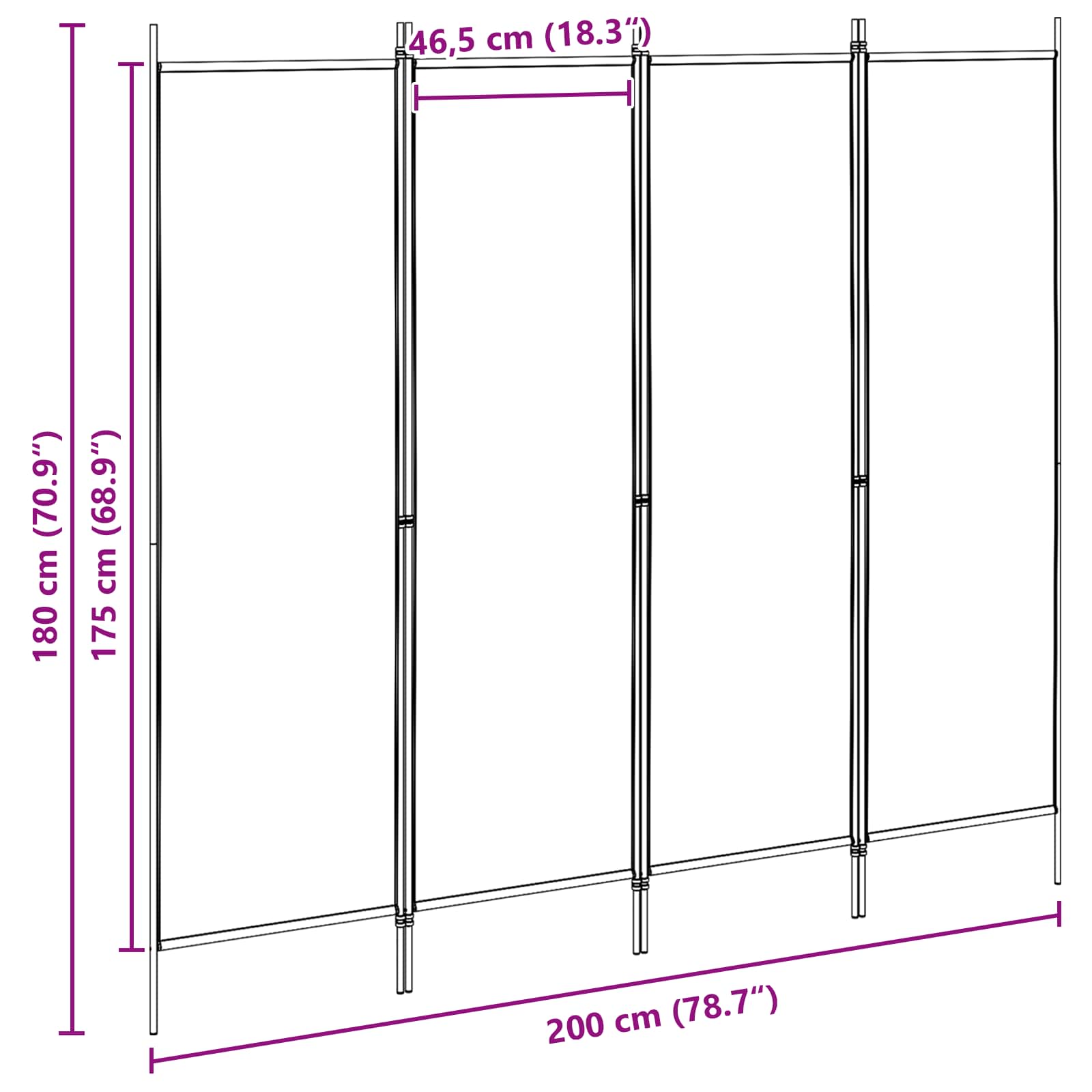 4-Πίνακας Διαχωριστικός Μπεζ 200 x 180 cm Ύφασμα - Pakobazaar