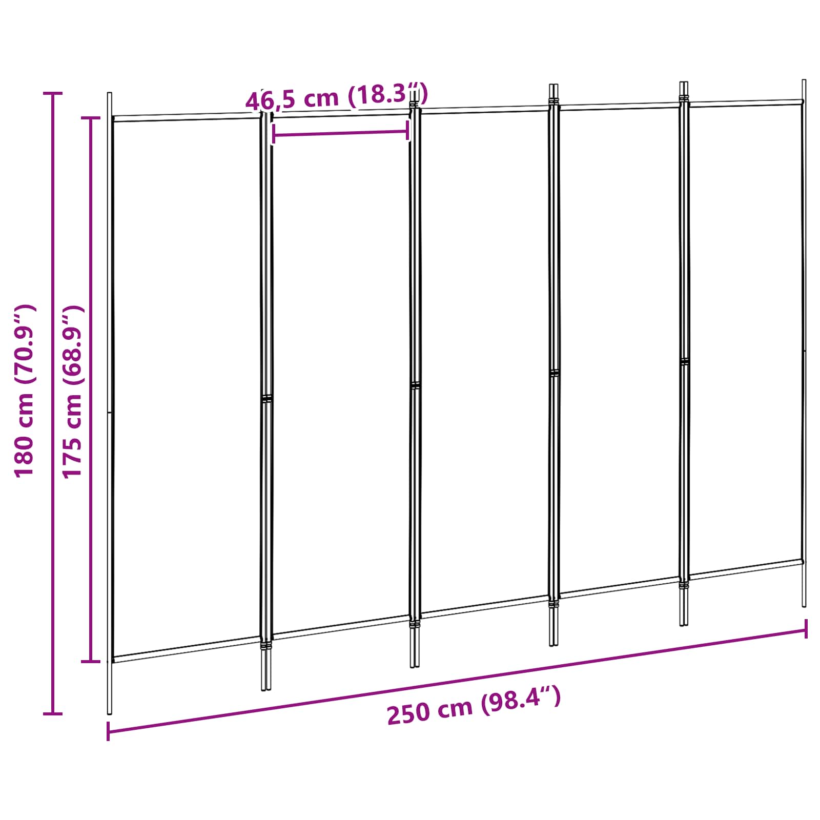 5-Panel Διχοτόμος Μπεζ 250 x 180 cm Ύφασμα - Pakobazaar
