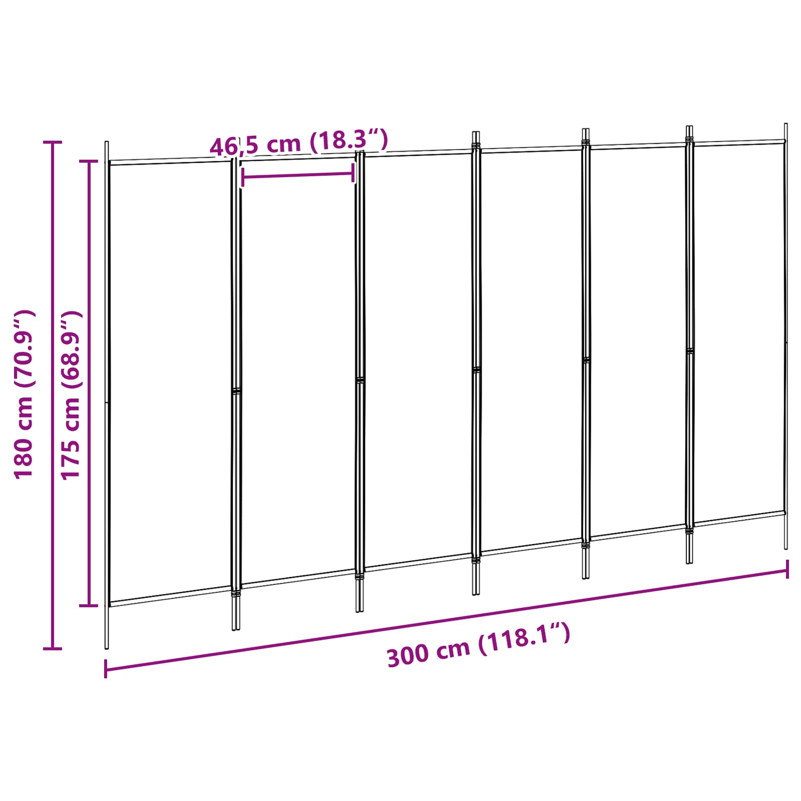 Διαχωριστικό Δωματίου 6-Πάνελ Μπεζ 300 x 180 cm Ύφασμα - Pakobazaar