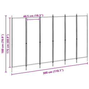 Διαχωριστικό Δωματίου 6-Πάνελ Μπεζ 300 x 180 cm Ύφασμα - Pakobazaar