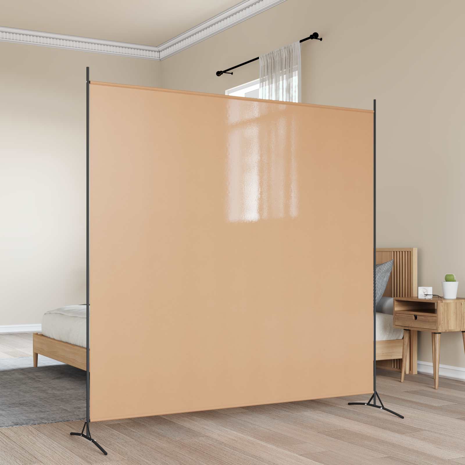Μονοπλάκι Διαχωριστής Δωματίου Μπεζ 175 x 180 cm Ύφασμα - Pakobazaar