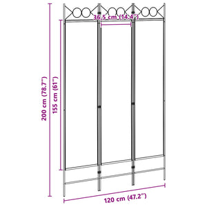 3-Panel Room Divider Μπεζ 120 x 200 cm Ύφασμα - Pakobazaar