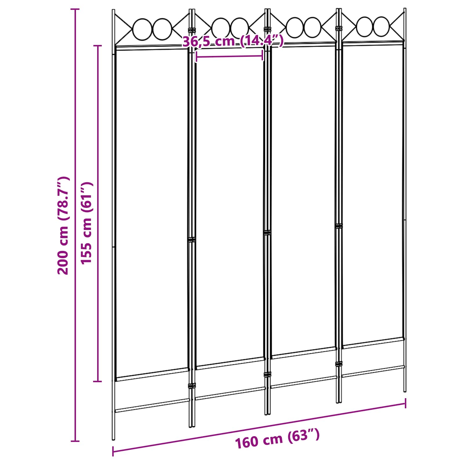 4-Πίνακας Διαχωριστικός Μπεζ 160 x 200 cm Ύφασμα - Pakobazaar