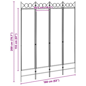 4-Πίνακας Διαχωριστικός Μπεζ 160 x 200 cm Ύφασμα - Pakobazaar