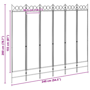 Διαχωριστικό Δωματίου 6-Πάνελ Μπεζ 240 x 200 cm Ύφασμα - Pakobazaar