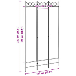 3-Panel Room Divider Μπεζ 120 x 220 cm Ύφασμα - Pakobazaar