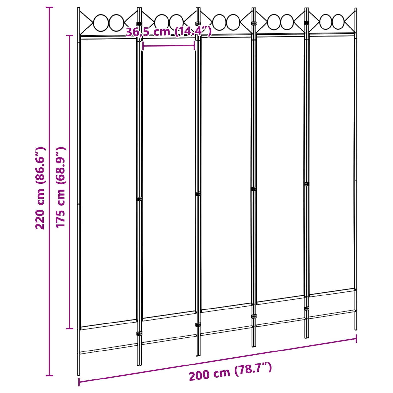 5-Panel Διχοτόμος Μπεζ 200 x 220 cm Ύφασμα - Pakobazaar