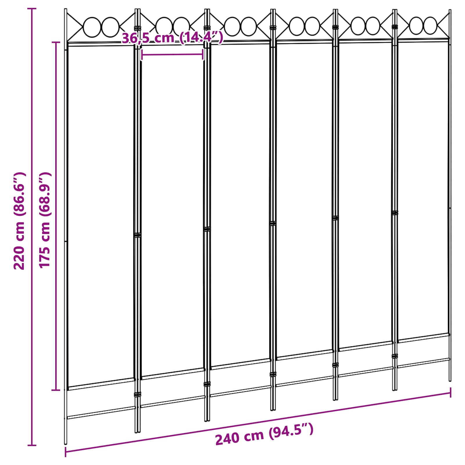 Διαχωριστικό Δωματίου 6-Πάνελ Μπεζ 240 x 220 cm Ύφασμα - Pakobazaar
