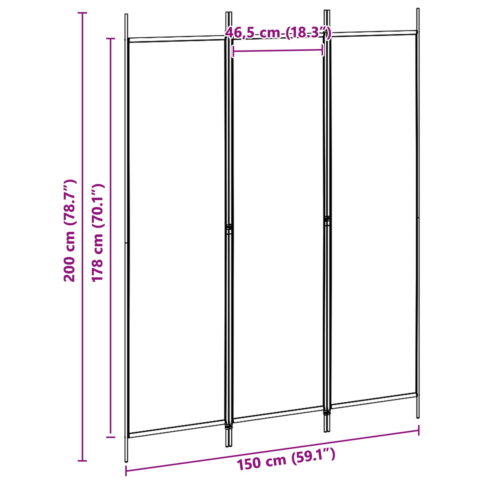 3-Panel Room Divider Μπεζ 150 x 200 cm Ύφασμα - Pakobazaar