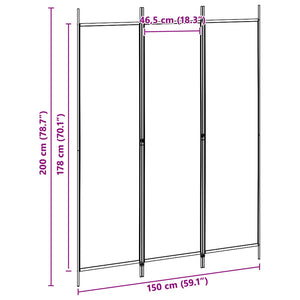3-Panel Room Divider Μπεζ 150 x 200 cm Ύφασμα - Pakobazaar