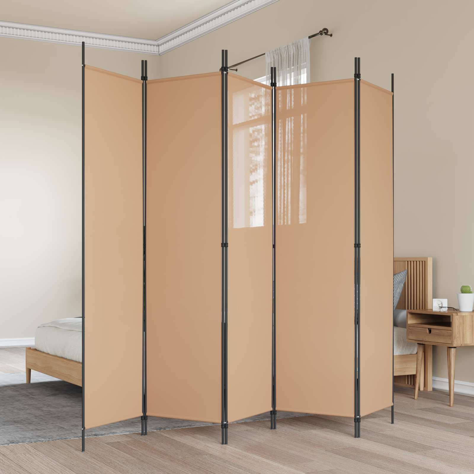 5-Panel Διχοτόμος Μπεζ 250 x 200 cm Ύφασμα - Pakobazaar