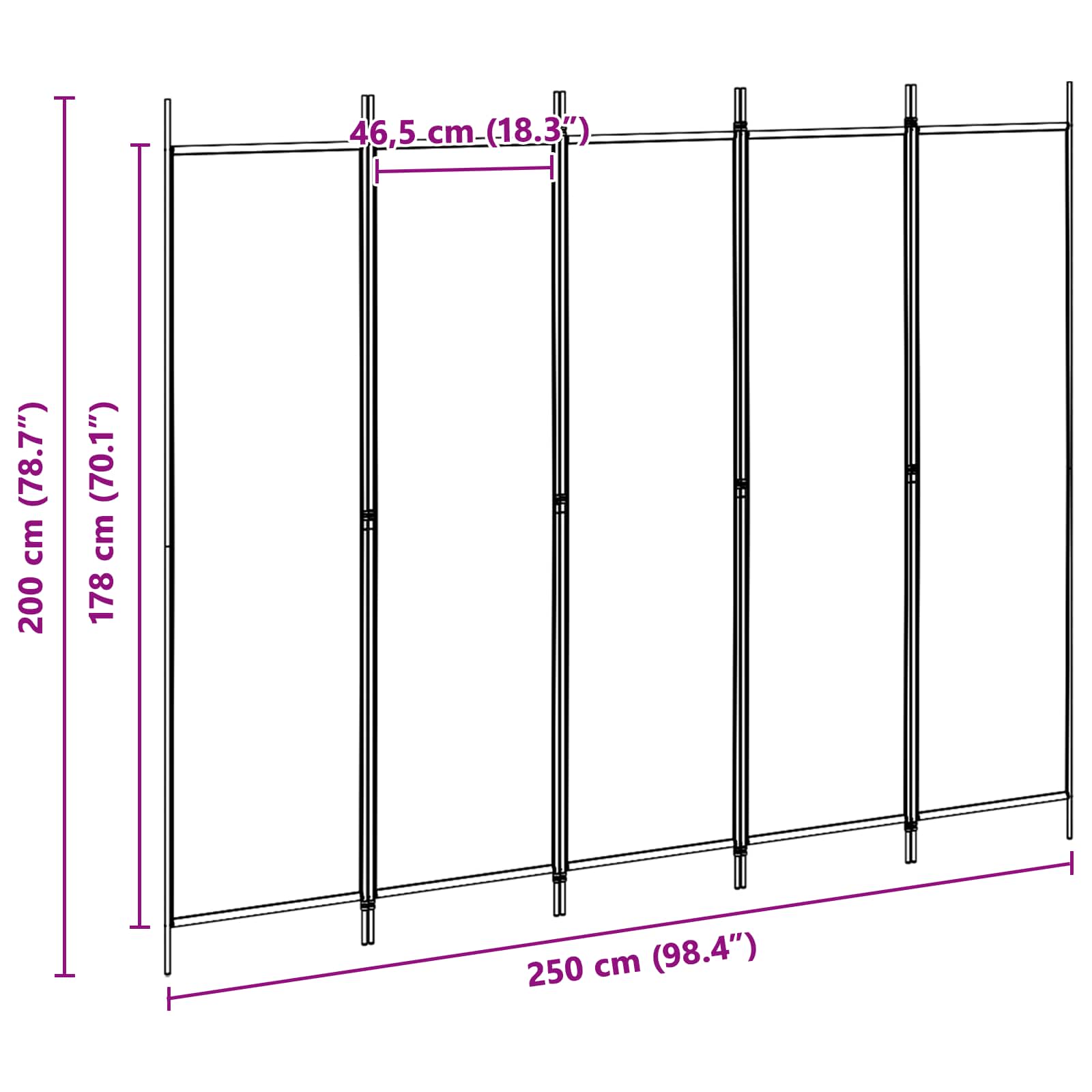 5-Panel Διχοτόμος Μπεζ 250 x 200 cm Ύφασμα - Pakobazaar