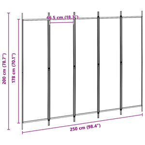 5-Panel Διχοτόμος Μπεζ 250 x 200 cm Ύφασμα - Pakobazaar