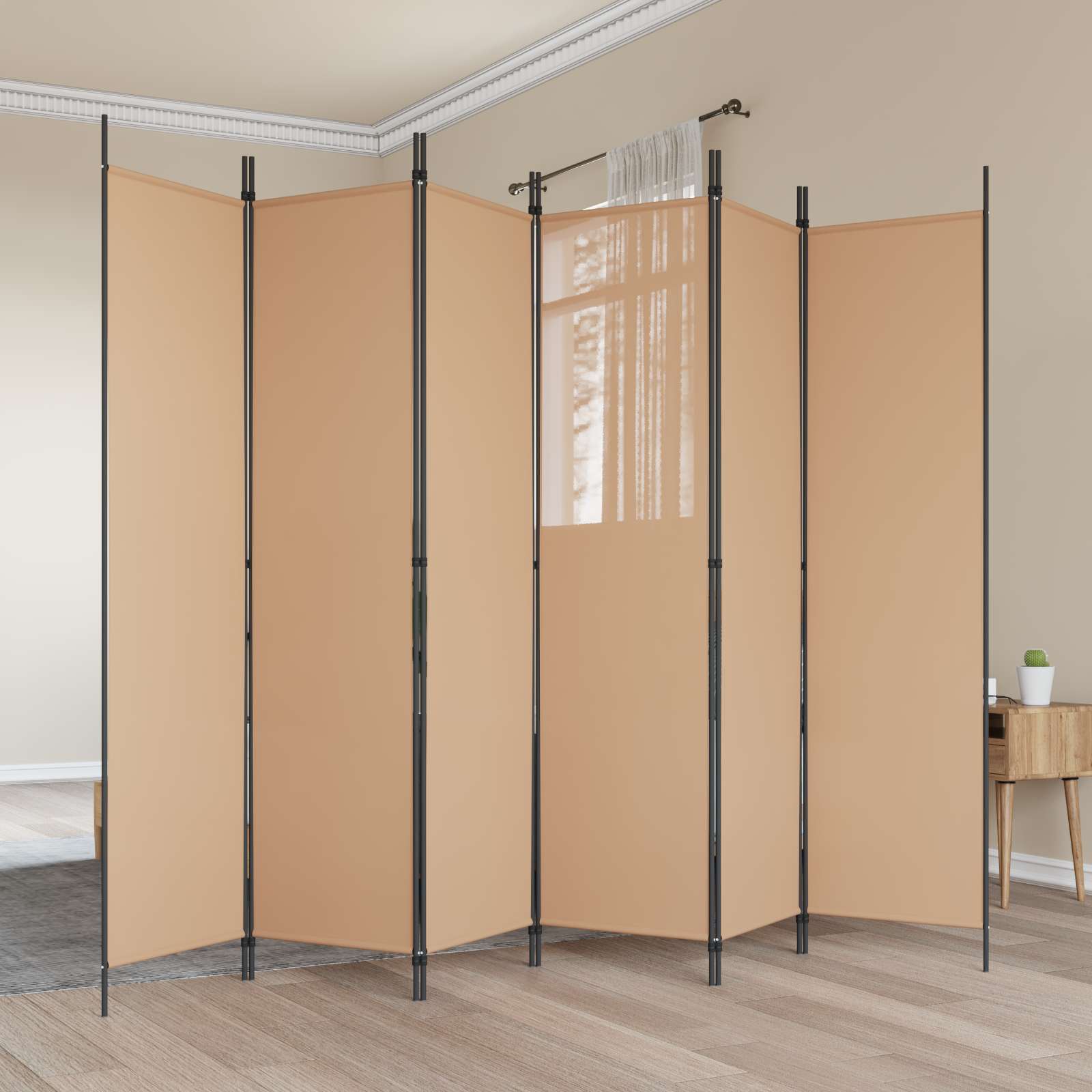 Διαχωριστικό Δωματίου 6-Πάνελ Μπεζ 300 x 200 cm Ύφασμα - Pakobazaar