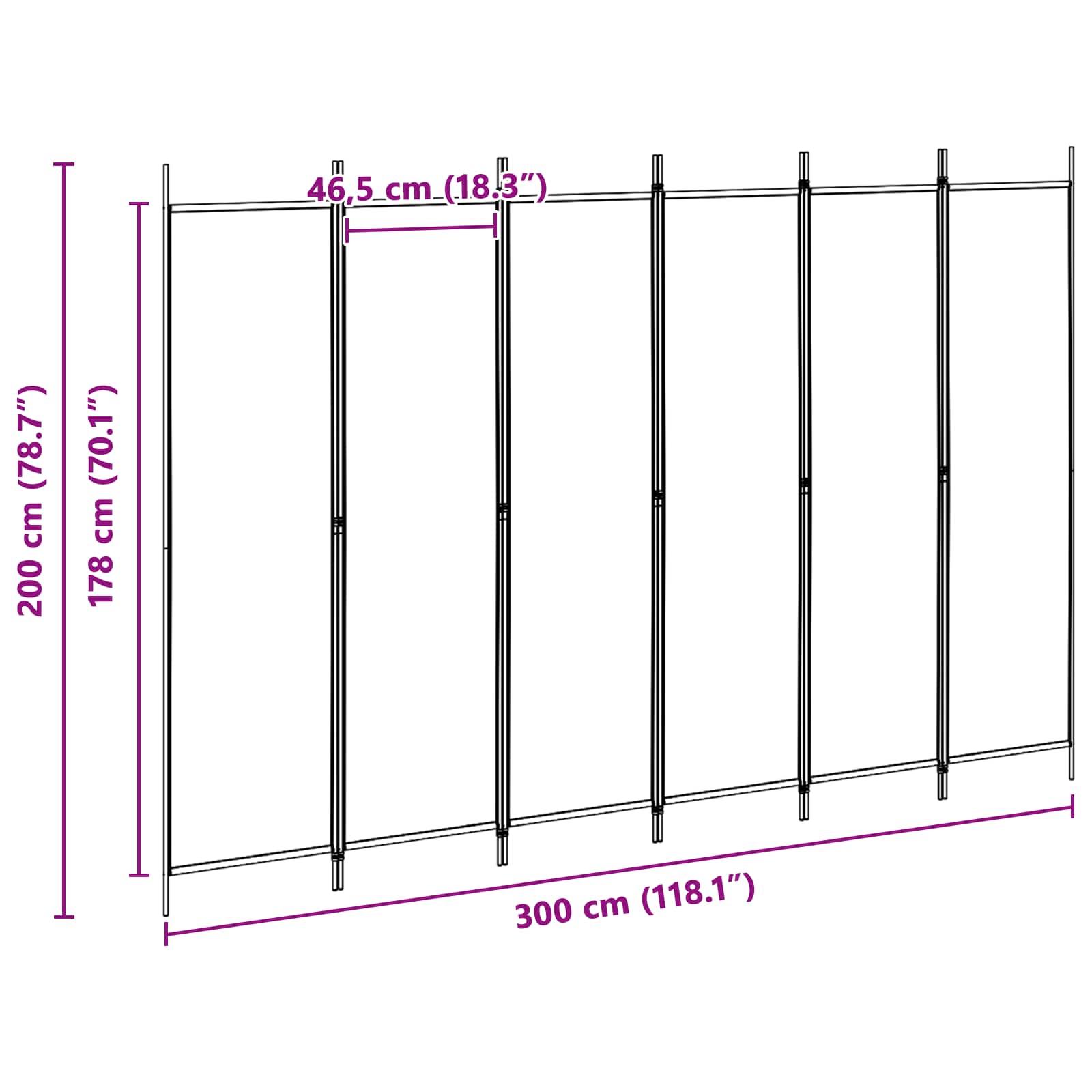 Διαχωριστικό Δωματίου 6-Πάνελ Μπεζ 300 x 200 cm Ύφασμα - Pakobazaar