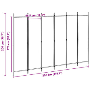 Διαχωριστικό Δωματίου 6-Πάνελ Μπεζ 300 x 200 cm Ύφασμα - Pakobazaar