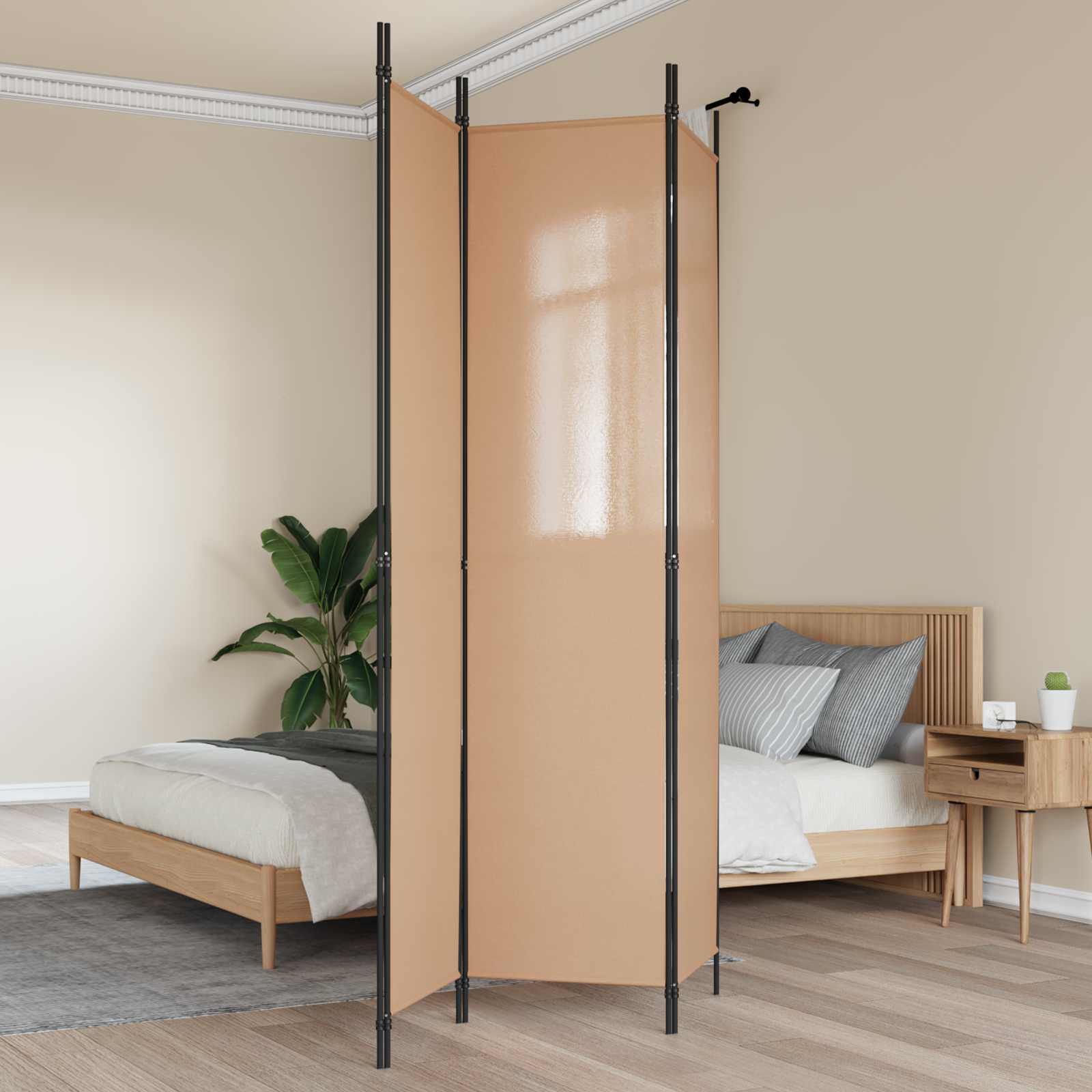 3-Panel Room Divider Μπεζ 150 x 220 cm Ύφασμα - Pakobazaar