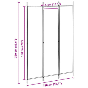 3-Panel Room Divider Μπεζ 150 x 220 cm Ύφασμα - Pakobazaar