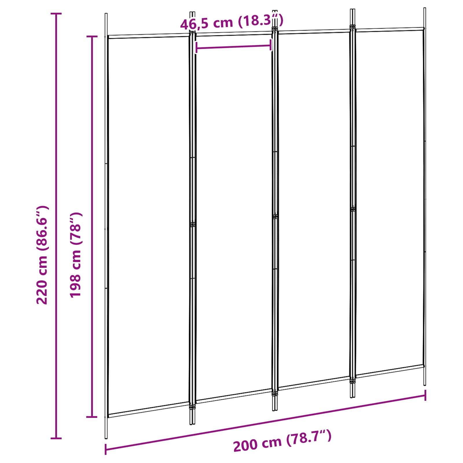 4-Πίνακας Διαχωριστικός Μπεζ 200 x 220 cm Ύφασμα - Pakobazaar