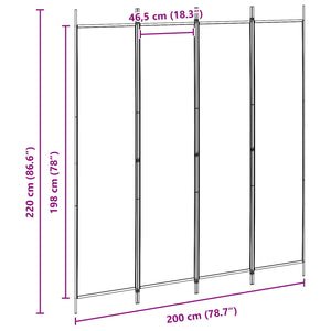 4-Πίνακας Διαχωριστικός Μπεζ 200 x 220 cm Ύφασμα - Pakobazaar