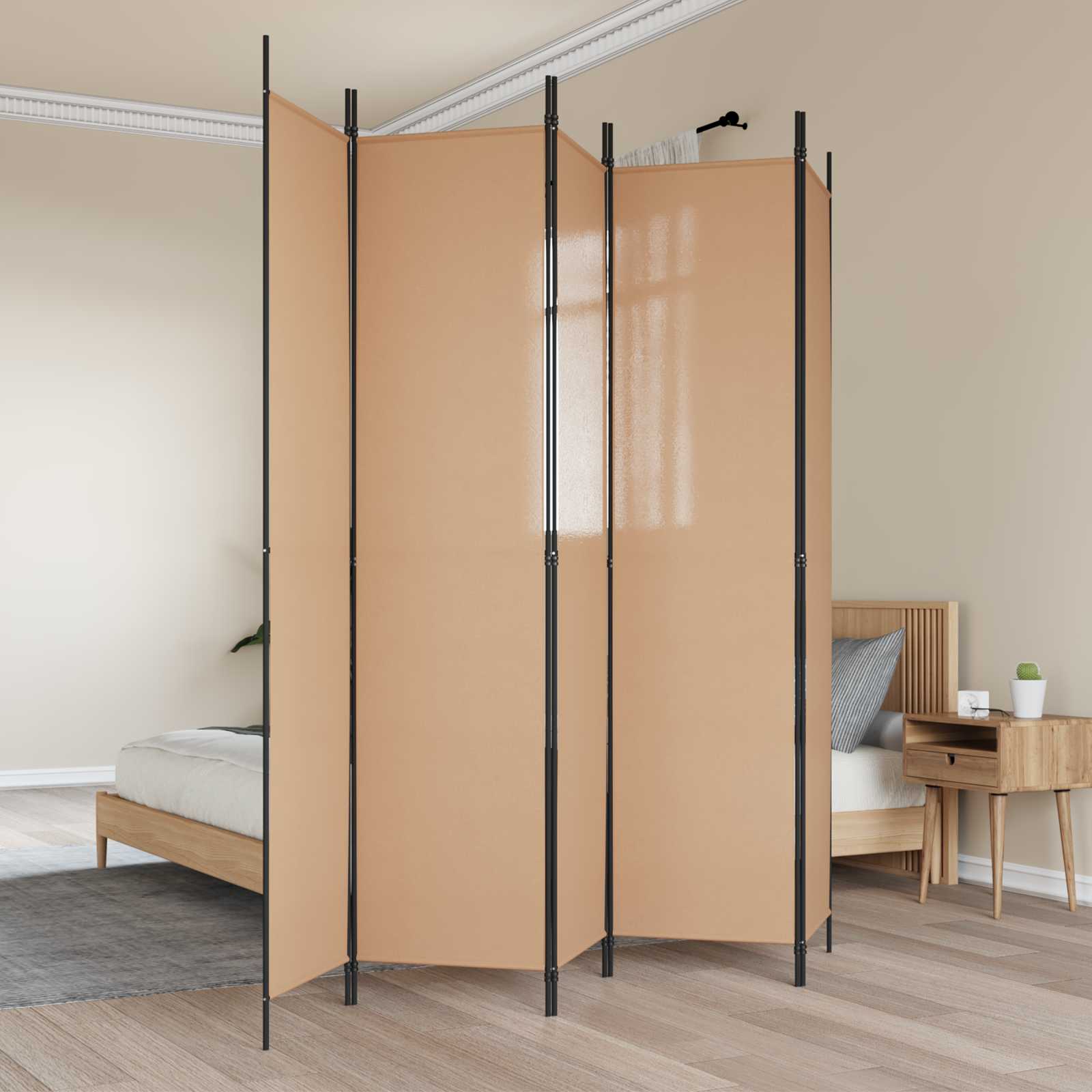 5-Panel Διχοτόμος Μπεζ 250 x 220 cm Ύφασμα - Pakobazaar