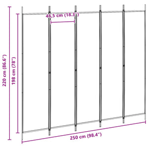 5-Panel Διχοτόμος Μπεζ 250 x 220 cm Ύφασμα - Pakobazaar