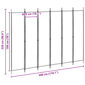 Διαχωριστικό Δωματίου 6-Πάνελ Μπεζ 300 x 220 cm Ύφασμα - Pakobazaar