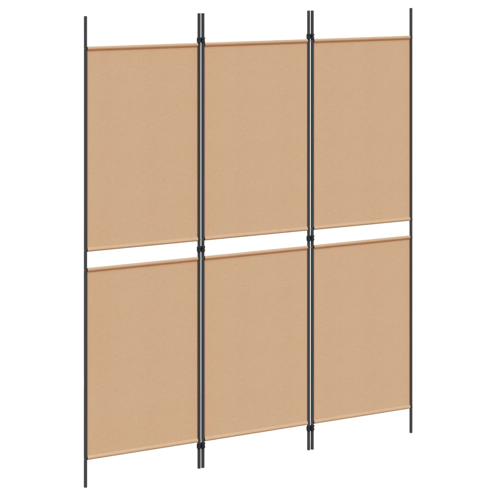 3-Panel Room Divider Μπεζ 150 x 180 cm Ύφασμα - Pakobazaar