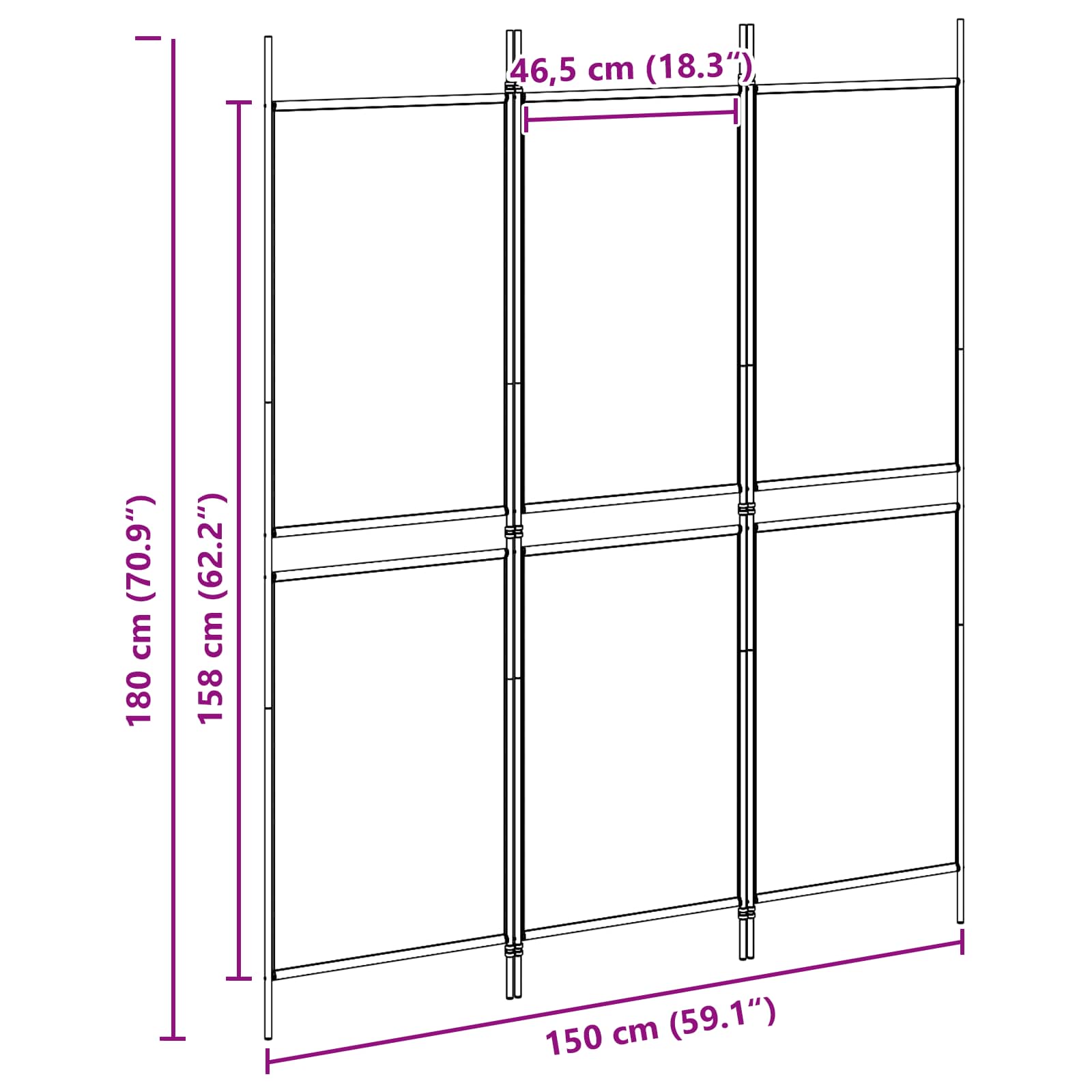 3-Panel Room Divider Μπεζ 150 x 180 cm Ύφασμα - Pakobazaar