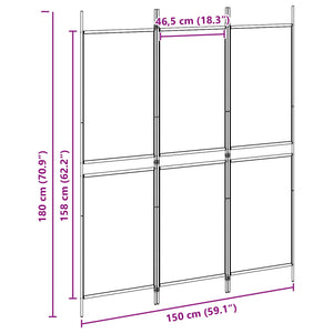 3-Panel Room Divider Μπεζ 150 x 180 cm Ύφασμα - Pakobazaar